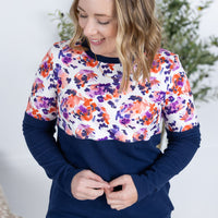 IN STOCK Natalie Pullover - Autumn Purple Abstract and Navy FINAL SALE