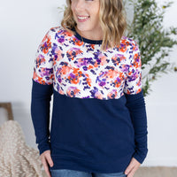 IN STOCK Natalie Pullover - Autumn Purple Abstract and Navy FINAL SALE