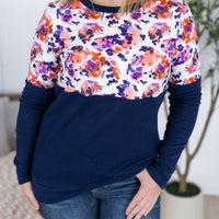 IN STOCK Natalie Pullover - Autumn Purple Abstract and Navy FINAL SALE