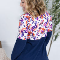IN STOCK Natalie Pullover - Autumn Purple Abstract and Navy FINAL SALE