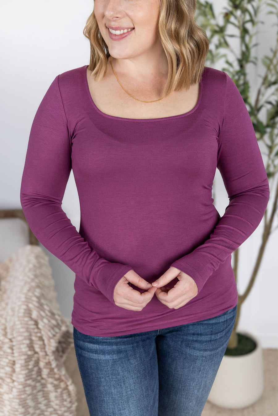 IN STOCK Alyssa Long Sleeve Top - Mulberry