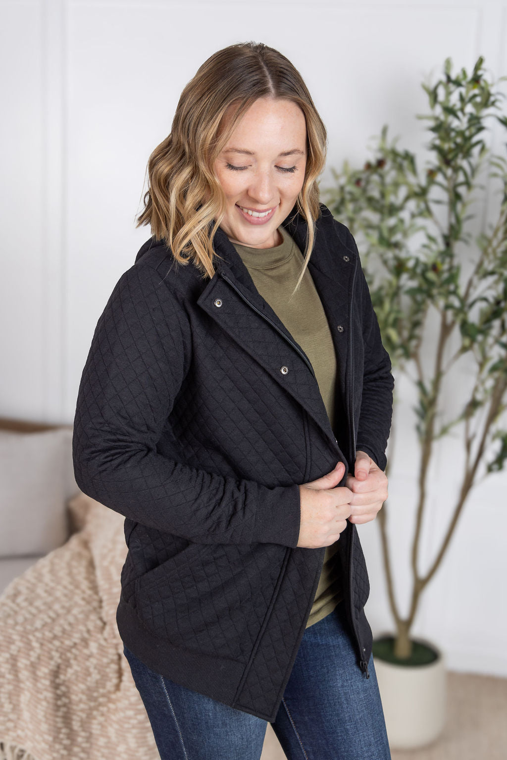 IN STOCK Kyla Zipper Snap Jacket - Black FINAL SALE