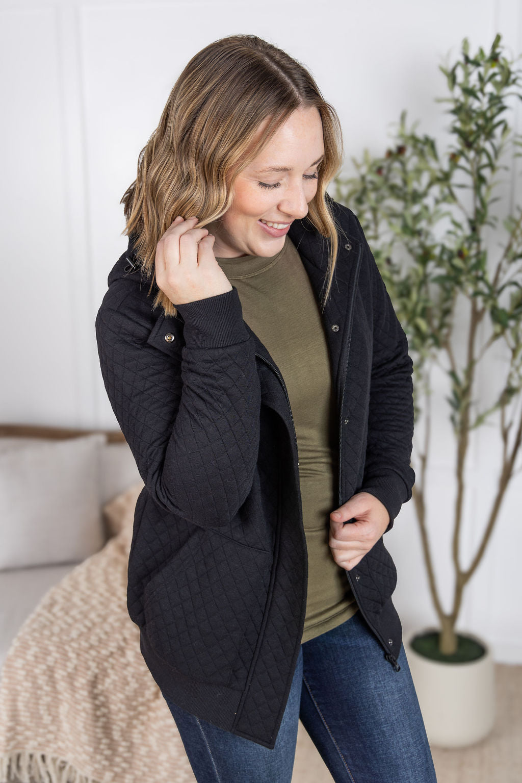 IN STOCK Kyla Zipper Snap Jacket - Black FINAL SALE