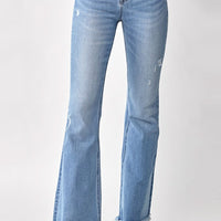 RISEN High Rise Frayed Hem Bootcut Jeans