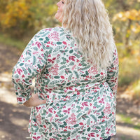 IN STOCK 3/4 Sleeve Sarah Ruffle - Holiday Berry