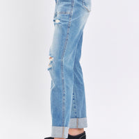 Judy Blue Full Size Distressed Straight Jeans with Patch Pockets