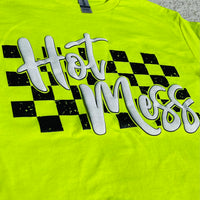 Hot Mess Checkered (Safety Green)