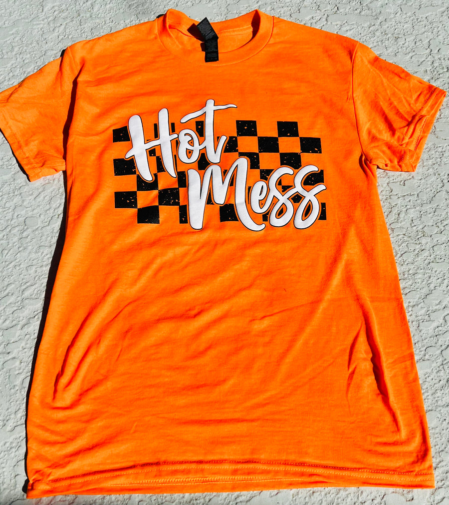 Hot Mess Checkered (Safety Orange)