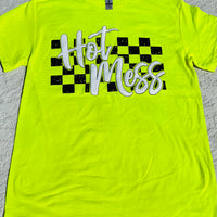 Hot Mess Checkered (Safety Green)