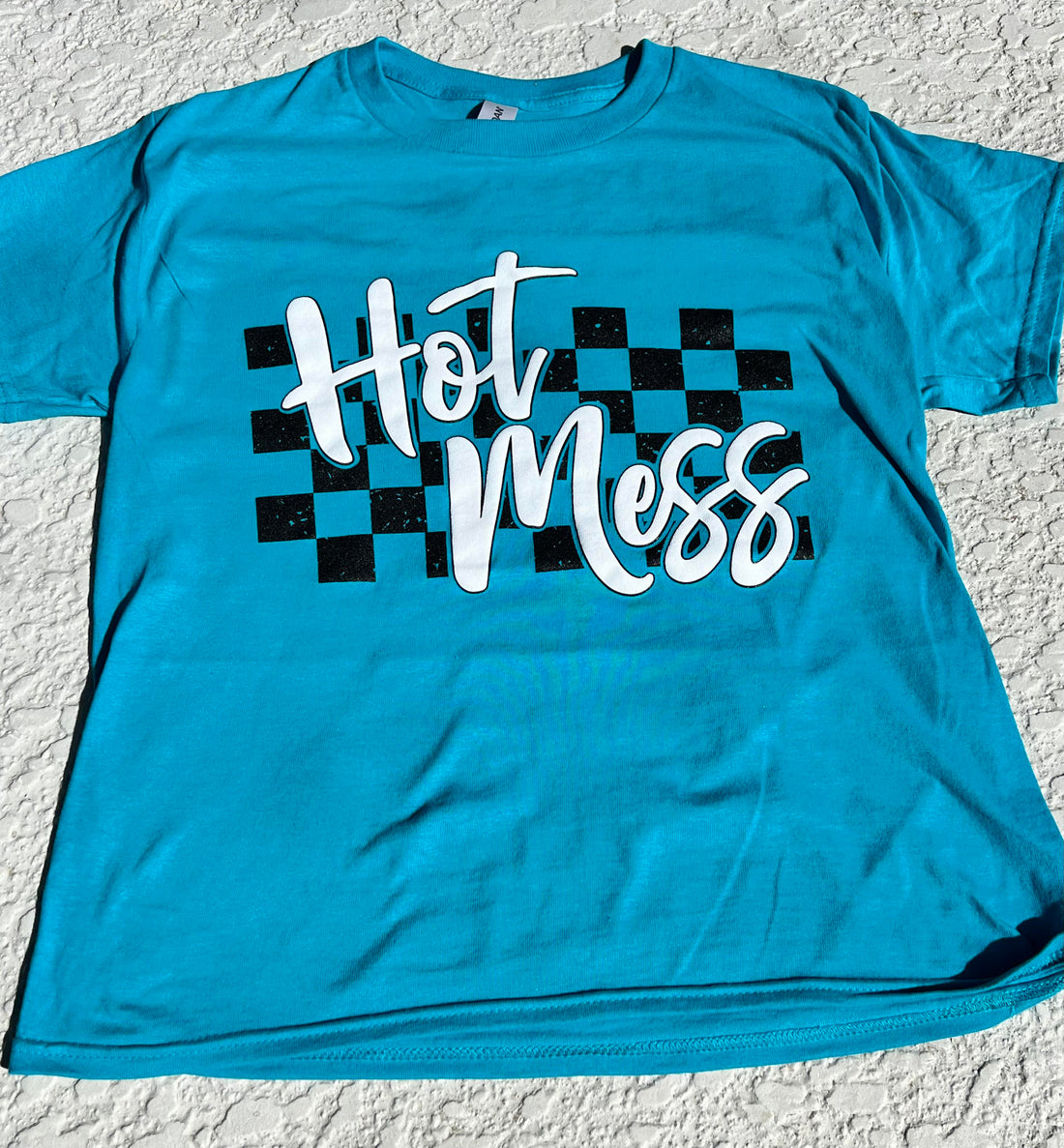 Hot Mess Checkered (Tropical Blue)