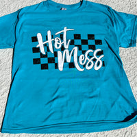 Hot Mess Checkered (Tropical Blue)