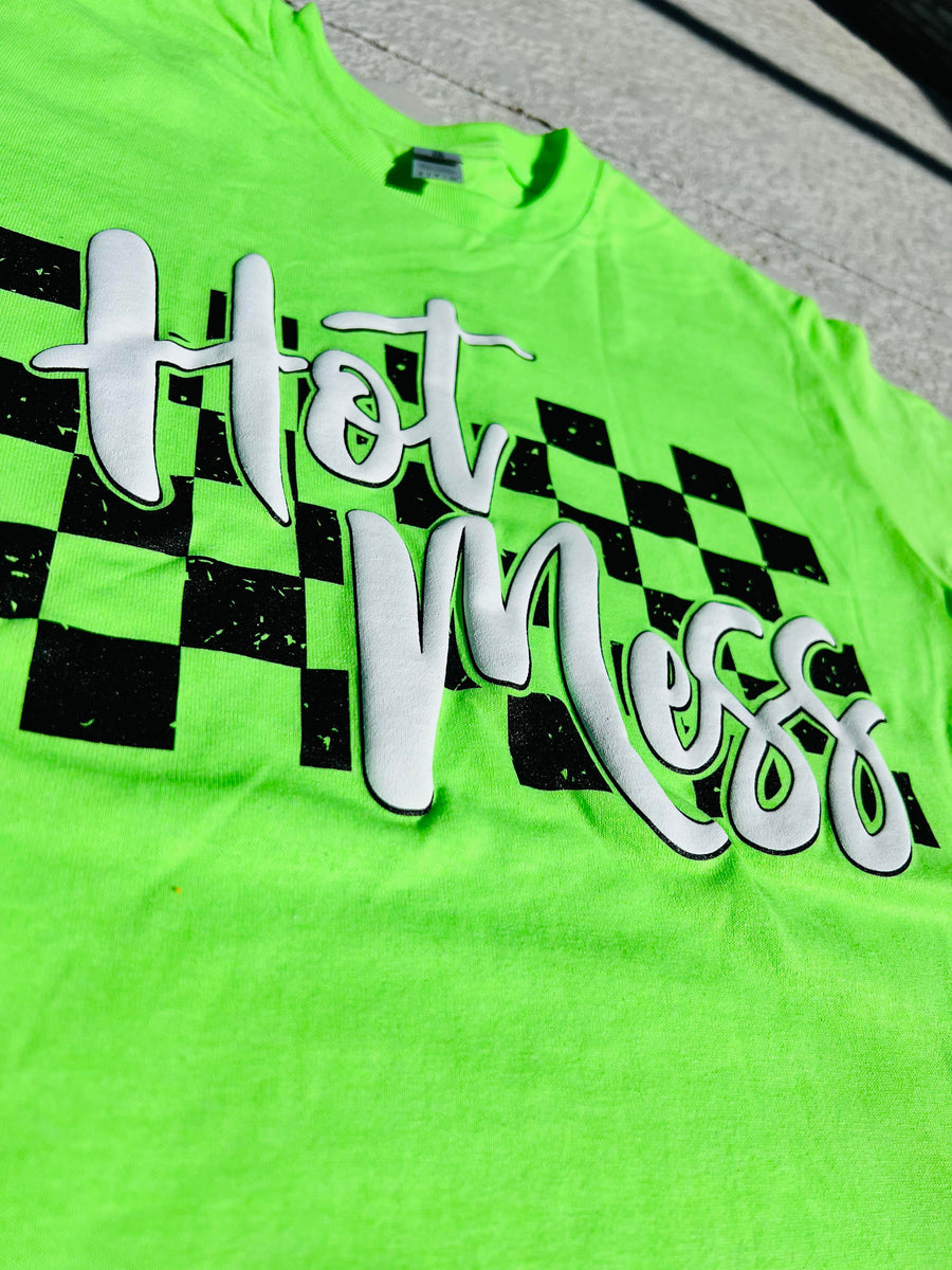 Hot Mess Checkered (Neon Green)