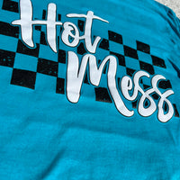 Hot Mess Checkered (Tropical Blue)