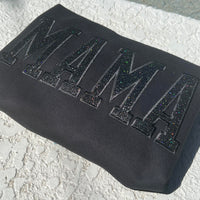 MAMA GLITTER EMBROIDERED PATCHES SWEATSHIRT