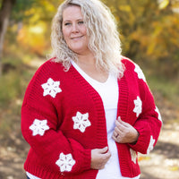 IN STOCK Snowflake Cardigan - Red