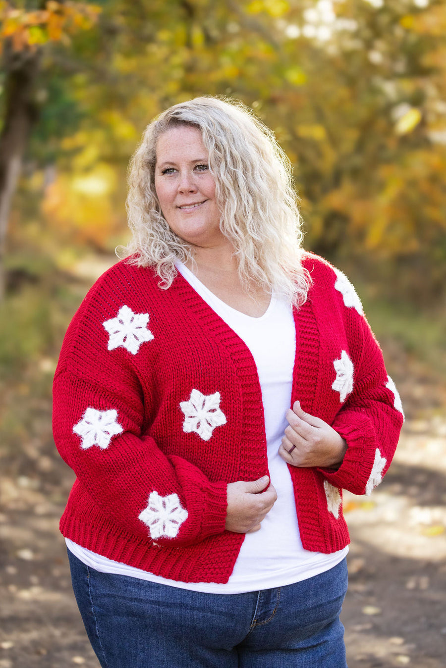 IN STOCK Snowflake Cardigan - Red