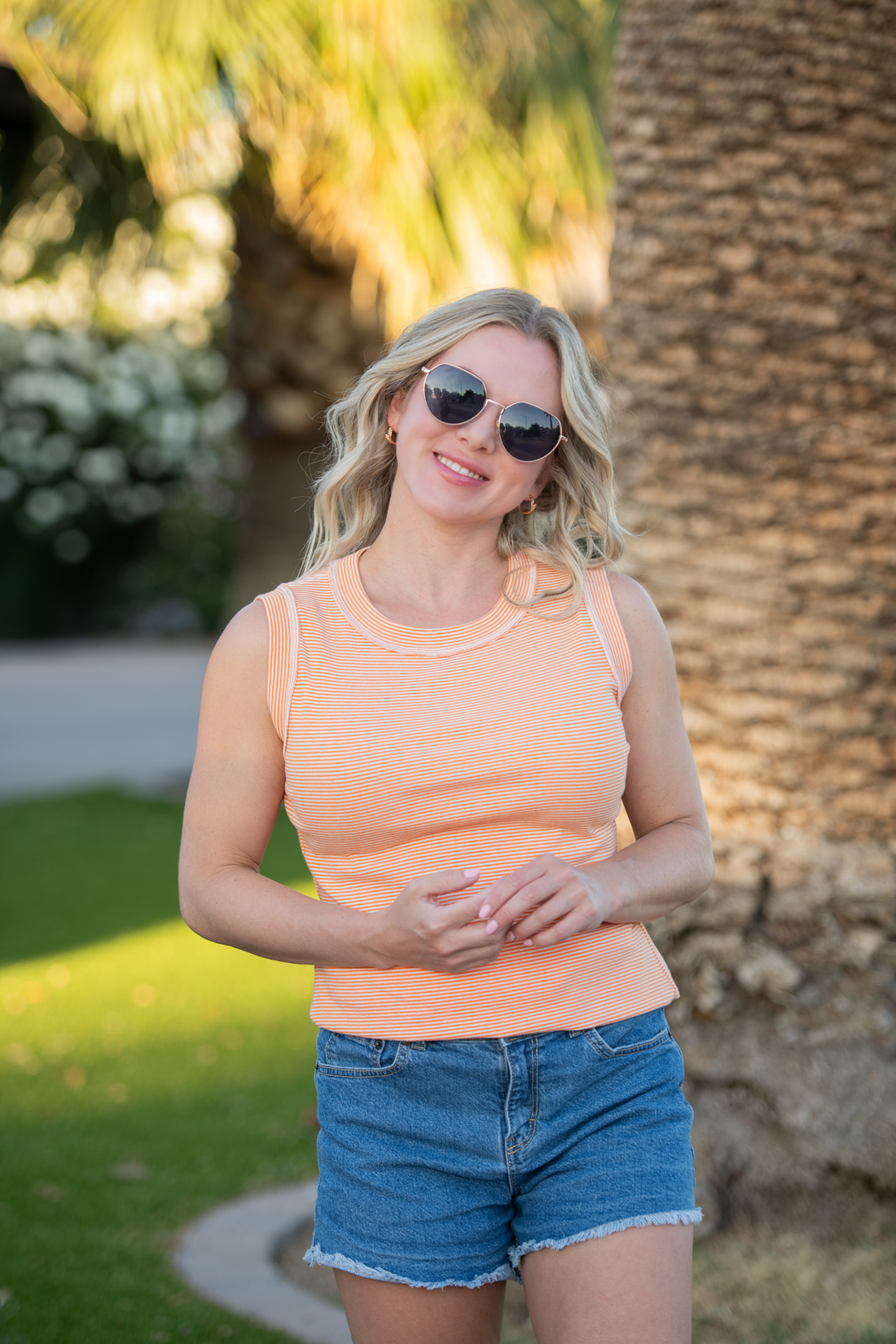 IN STOCK Morgan Micro Striped Tank - Orange