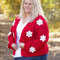 IN STOCK Snowflake Cardigan - Red