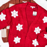 IN STOCK Snowflake Cardigan - Red