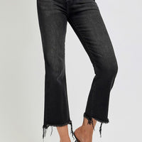 RISEN Full Size Raw Hem Cropped Flare Jeans Plus Size