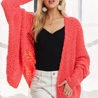 ADORA Popcorn Knit Open Front Long Sleeve Cardigan