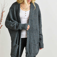 ADORA Popcorn Knit Open Front Long Sleeve Cardigan