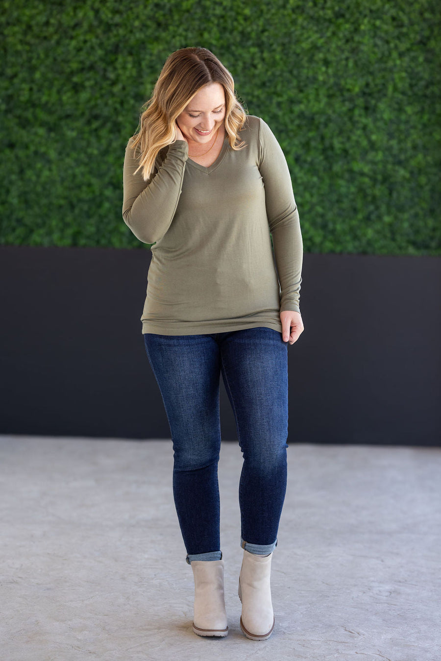 IN STOCK Larissa Long Sleeve - Olive FINAL SALE
