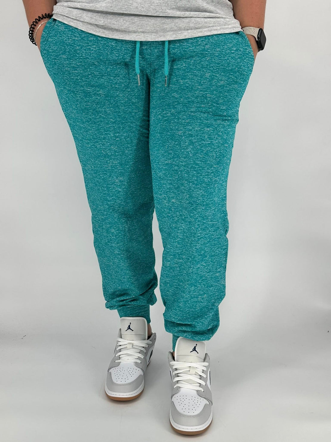 Teal Heathered Fleece Joggers