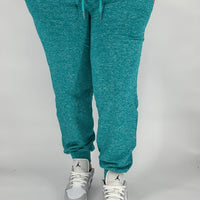 Teal Heathered Fleece Joggers