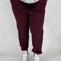 Maroon Heathered Fleece Joggers