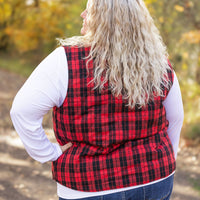 IN STOCK Reversible Vest - Corded Black and Plaid