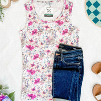 IN STOCK Ava Tank - Pink and Periwinkle Abstract Floral