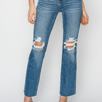 RISEN High Rise Distressed Ankle Jeans