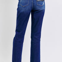 Judy Blue Full Size High Waist Rigid Magic Heavy Destroy Straight Jeans