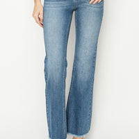 RISEN Mid-Rise Frayed Hem Bootcut Jeans