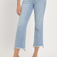 RISEN Full Size High Rise Raw Edge Crop Jeans