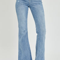 Risen Full Size High Rise Frayed Hem Flare Jeans