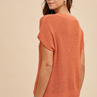 Annie Wear Round Neck Short Sleeve Sweater