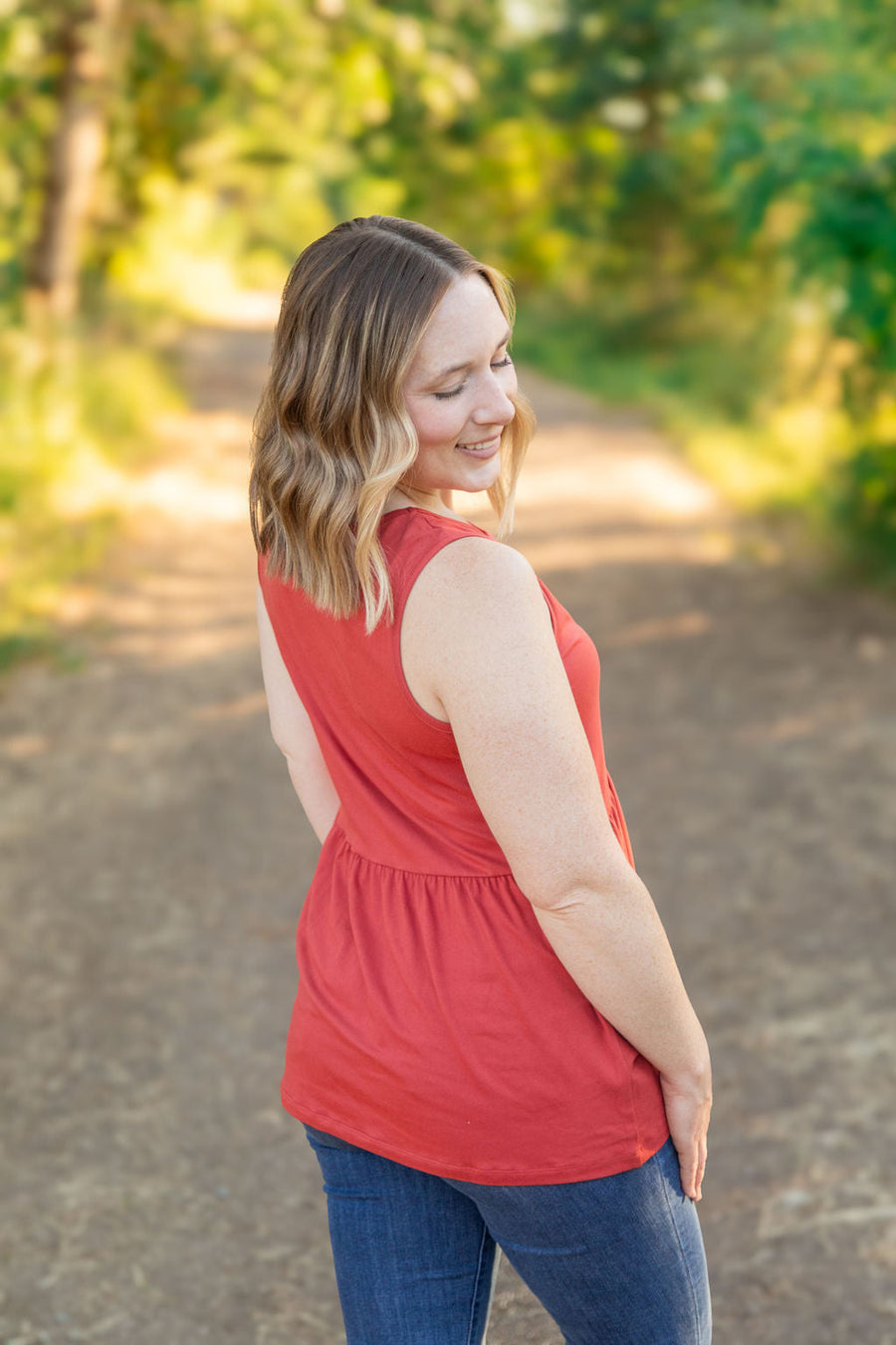 IN STOCK Renee Ruffle Tank - Brick FINAL SALE