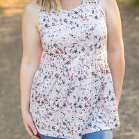 IN STOCK Renee Ruffle Tank - Tan Micro Floral FINAL SALE