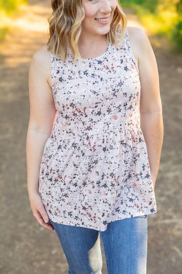 IN STOCK Renee Ruffle Tank - Tan Micro Floral FINAL SALE