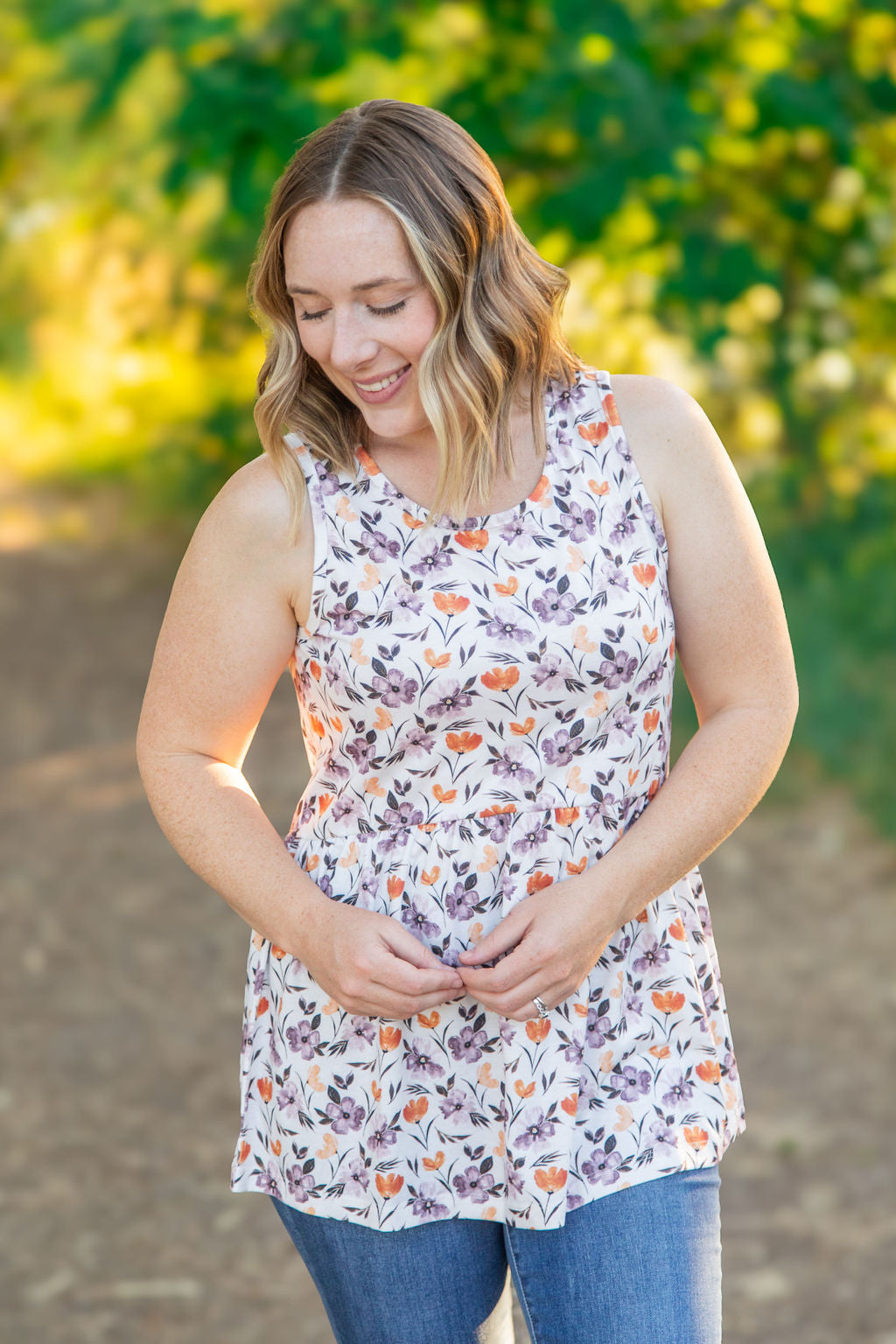 IN STOCK Renee Ruffle Tank - Harvest Floral FINAL SALE