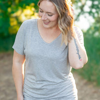 Chloe Cozy Tee - Grey | Women's V-Neck Top