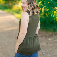 IN STOCK Renee Ruffle Tank - Olive FINAL SALE