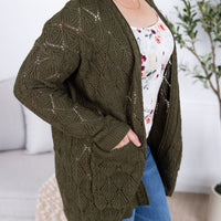 IN STOCK Open Knit Cardigan - Olive FINAL SALE