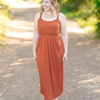 IN STOCK Reagan Ribbed Midi Dress - Rust | Women's Dress