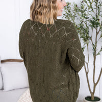 IN STOCK Open Knit Cardigan - Olive FINAL SALE