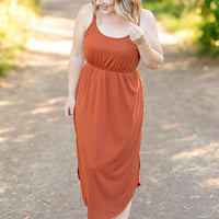 IN STOCK Reagan Ribbed Midi Dress - Rust | Women's Dress