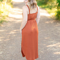 IN STOCK Reagan Ribbed Midi Dress - Rust | Women's Dress