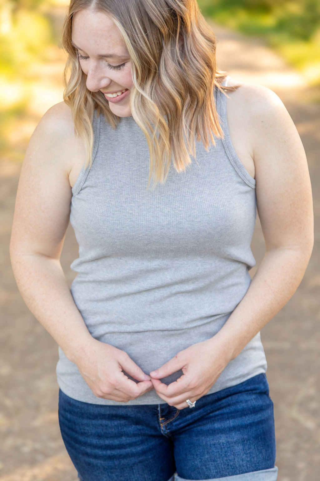 IN STOCK Tara Ribbed Tank - Grey | Women&